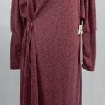 Caslon New Soft Knit Long Sleeve Side Tie Midi Dress Red Heather Size Medium Photo 4