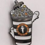Boutique Spooky Brews Halloween Coffee with Ghosts & Candy Corn Enamel Pin Photo 0