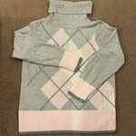 Croft & Barrow  Women’s Grey & Pink Argyle Turtleneck Sweater Photo 0