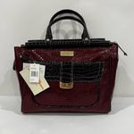 Samantha Brown Burgundy Brown Glazed Croc Embossed Travel Tote Bag Carry Photo 1