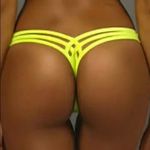 Handmade Thong Bottoms NEON YELLOW THONG BIKINI BOTTOMS Swimwear Cheeky Y2K NEW Crossback Photo 1