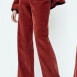 ZARA Velveteen Wide Leg Corduroy Pants Red Size Small Photo 0