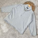 J.Crew University Terry Long Half-Zip Tunic Sweatshirt Heather Grey Cozy Chic Photo 4