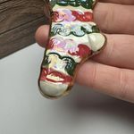 Ceramic Hand Crafted Christmas Stocking Striped Brooch Pin Holiday Photo 4