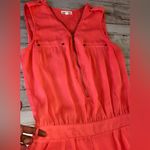 Miss Avenue  coral pocketed romper with zip collar size medium has belt loops Photo 3