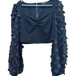 Jealous Tomato  black top blouse with long‎ sheer puffy sleeves Photo 0