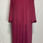 Vanity Fair Vintage  Wine Burgundy Embroidered Button Down Nylon Plus Size Medium Photo 0