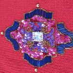 Victoria Jones  Womens M Red Sweater Beaded Embellished Sequence Festive Photo 8