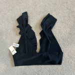 Aerie NWT  Ruffle Longline Bikini Top Women's True Black Swim Beach Surfing Sz XS Photo 3