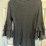 Design History  Black Ribbed Knit Top With Tiered Sleeves Photo 8
