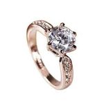 14K Rose Gold Plated Adjustable 1 CT Cubic Zirconia CZ Diamond Wedding Ring for Women Photo 0