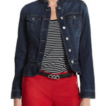 White House | Black Market Ruffled Denim Jacket | Size 00 Photo 0