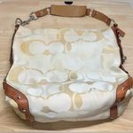 Coach  Carly Cream Signature Canvas Tan Leather Hobo Turn Lock Y2K Shoulder Bag Photo 10