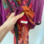 Label Rita Kumar 100% Silk Floral Flutter Embroidered Flowy Boho Traditional Top Purple Size 2 Photo 7