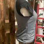 Spanx top womens cap short sleeve UPF50+ cool gray black style SA0115 shirt SzM Photo 80