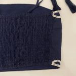 Christian LaCroix Linen Blue White Scallop Embroidered Smocked Crop Top - L NWT Photo 6