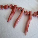 Vintage Pink Salmon Coral Shell Necklace Gold Tone Beads Estate Jewelry Orange Photo 3
