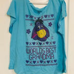 Disney Brand New Women's Eeyore Grandma Graphic Short Sleeve Blue T-Shirt XL Photo 0