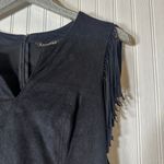 EXPRESS  Black Faux Suede Fringe Shoulder Dress Photo 2