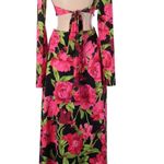 Afrm Black Long Sleeve Cut Out Hot Pink Dress Photo 4