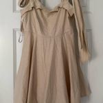 Cream Bow Strap Mini Dress Tan Photo 0