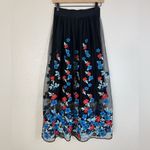 Maje  Jamie Black Floral Embroidered Tulle Midi Skirt size 1 Small $395 Photo 2