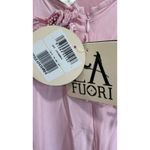 La Fuori 3D Floral Applique Ostrich Feather Pink Silk Backless Dress NWT $780 S Photo 2