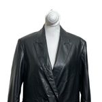 ZARA  NWT Faux Leather Double Breasted Blazer Black Women’s Size Small Photo 2