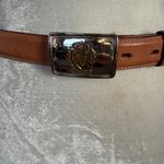 Talbots  tan light brown genuine leather XL belt silver buckle Photo 1