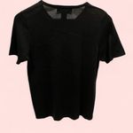 August Silk Cute vintage 90’s Black silk short sleeve sweater baby scalloped collar sleeves Photo 3