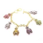 OPC CN Multicolor Crystal Studded Gold Teddy Bear Charm Bracelet Photo 0