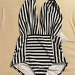 COCOSHIP  Womens One Piece Swimsuit Backless Retro High Waisted Striped Size 12 Photo 0