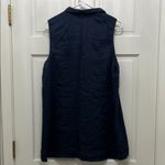 J. Jill Navy 100% Linen Mother of Pearl Sleeveless Tank Top Photo 7