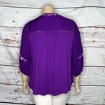 Napa Valley NWT Size XL Purple Embroidered Rayon Knit Peasant Shirt Top Photo 2