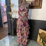 WILLA STORY Stella Metallic Colorful Ruffle Waterfall Maxi Dress Sz M 🧡🎀 Pink Size M Photo 3