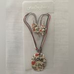 3 Pcs Love‎ Letter Print Shell Pendant Necklace & Drop Hook Earrings Set Photo 7
