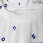 Madewell NEW‎  Embroidered Lightspun Wide-Neck Cuffed-Sleeve Top, XS Photo 11