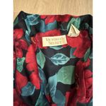 Victoria's Secret  Vintage Gold Label L Night Shirt Silky Black Red Floral Y2K Photo 7