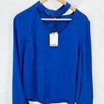 Rebel Top Women NWT 24W Royal Blue Long Bell Sleeve Keyhole Cutout Blouse Photo 0