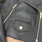 Anne Klein  Faux Leather Black Cropped Moto Jacket Size US 10 NEW Photo 4