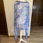 J Jill Paisley X3X Kimono Cover Up Poncho Blue White Viscose Modal Blend Photo 9