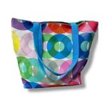 Clinique  Kapitza Geometric Circles Tote Bag Blue 16" Travel Beach Shoulder Bag Photo 4