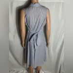 Parallel Skies Blue White Striped Sleeveless Shirt Dress Size S Cotton Tie Back Photo 2