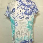 Ces Femme Blue, White Gray & Aqua Tie Dye Style Embellished Shirt Size XL Photo 2