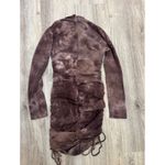 Akira  Tie Dye Ruched Mock Neck Keyhole Long Sleeve Mini Dress M Photo 2