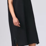 Eileen Fisher Black V Neck Sleeveless Stretch Knit Dress Photo 0