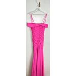 La Femme  Draped Off Shoulder Gown in Hot Pink Size US 8 Photo 5
