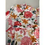 Petal and Pup White Floral Bell Sleeve Tie Waist High Neck Mini Peta Dress XL Photo 5