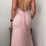 Baby Pink Long Naked Back Dress Photo 4