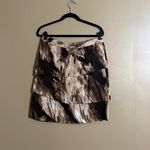 Adrienne Vittadini Skirt Sz 10 Brown/Cream Tiered Abstract Linen Work Career Photo 2